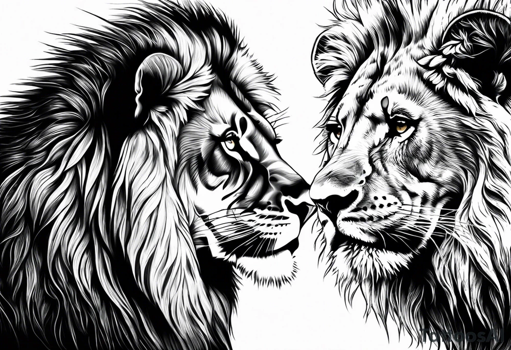 lion and lioness looking at each other tattoo idea