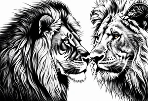 lion and lioness looking at each other tattoo idea