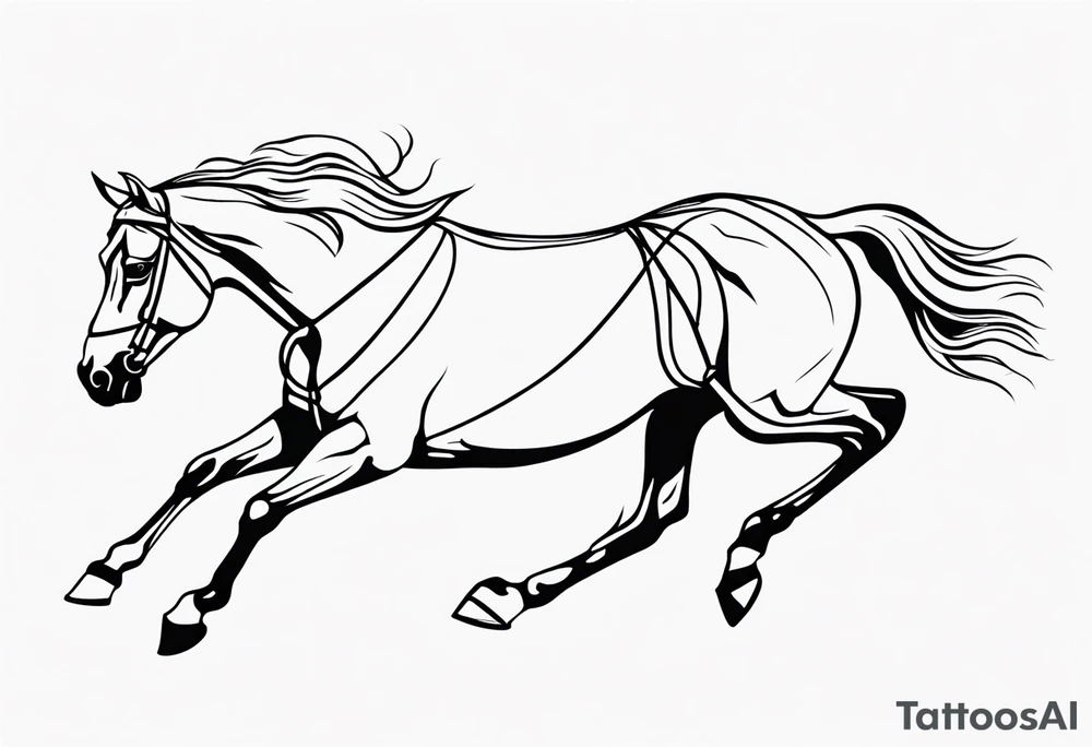Horse drawn using simple lines tattoo idea
