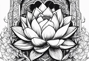 Broken chains with lotus flower and bird flying tattoo idea