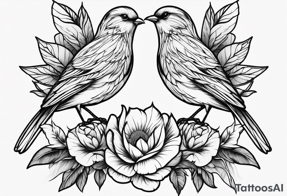 outline of two birds tattoo idea
