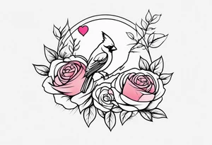 breast cancer memorial forearm tattoo incorporating roses and a cardinal into the tattoo tattoo idea