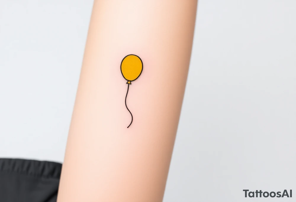 small yellow balloon without string 
with letters osaat on bicep tattoo idea