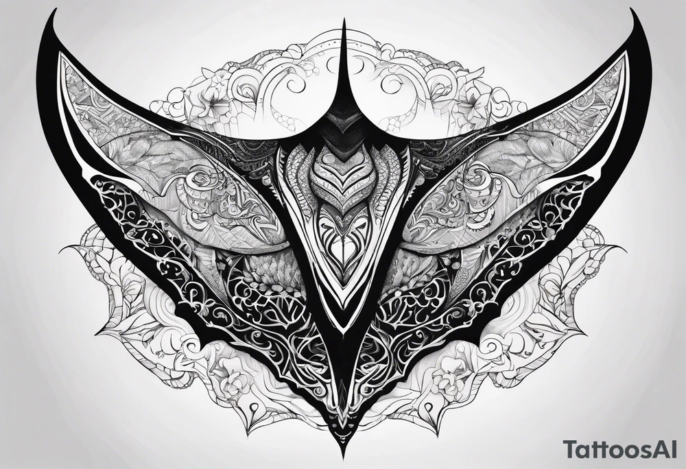 psychadelic manta ray symmetrical tattoo idea