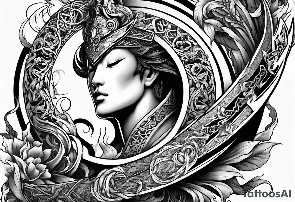 Almighty God's sword cutting off the serpent head off tattoo idea