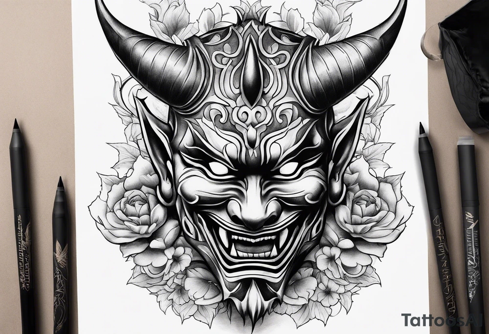 hannya mask realism tattoo idea
