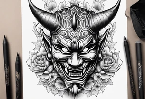 hannya mask realism tattoo idea
