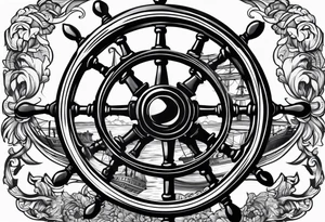 steering wheel pirate ship tattoo idea