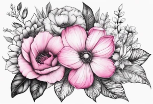 Flowers pink sleeve tattoo idea