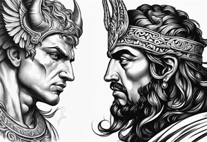 Greek devil and greek angel tattoo idea