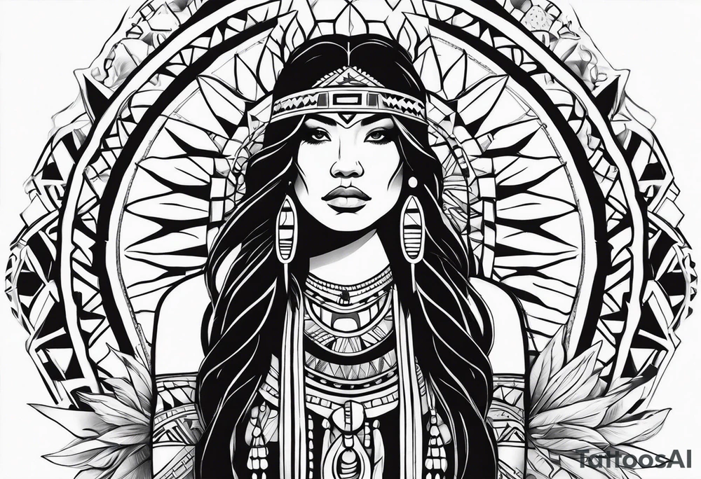 Full body Native American woman tattoo idea