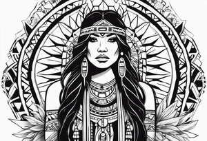 Full body Native American woman tattoo idea