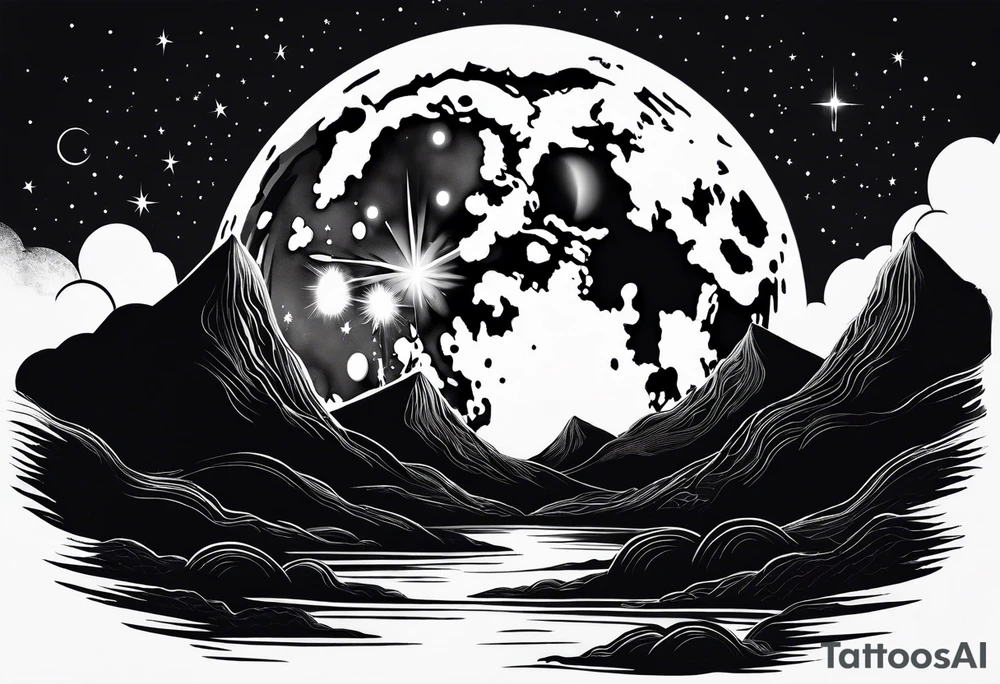 Night sky with moon tattoo idea