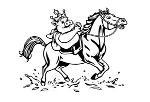 king fat pig in a battle with a horse tattoo idea