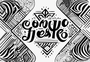 Text design revolving around the text გაომარჯოს tattoo idea