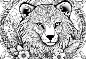 floral with animals tattoo idea