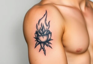 flame in a root ball tattoo idea
