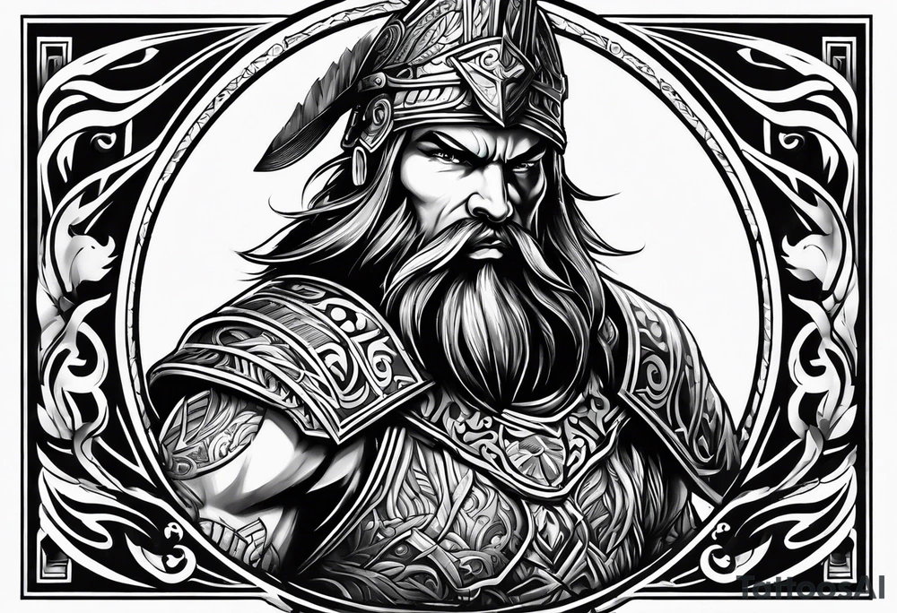 Warrior wielding great axe tattoo idea