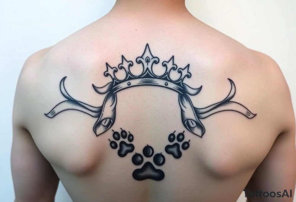 crown
pierced with flowing ribbons princess crown festhers
paw prints tattoo idea