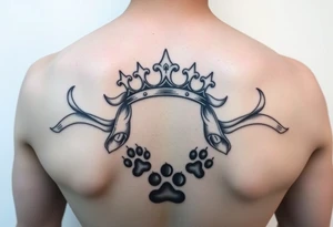 crown 
pierced with flowing ribbons princess crown festhers
paw prints tattoo idea
