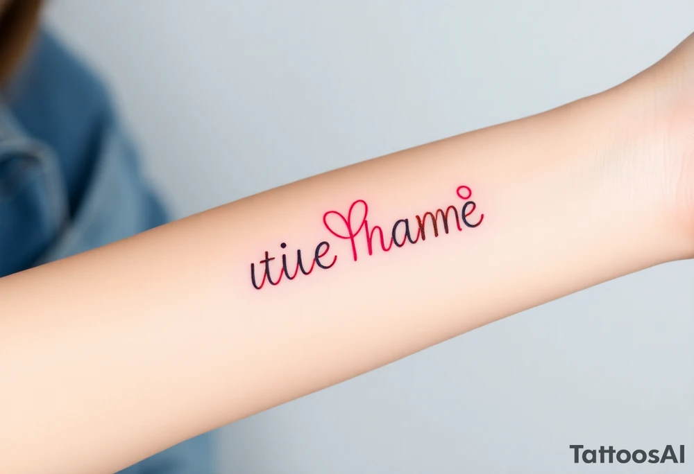 Bright colored ambigram words tattoo idea