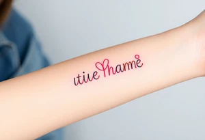 Bright colored ambigram words tattoo idea