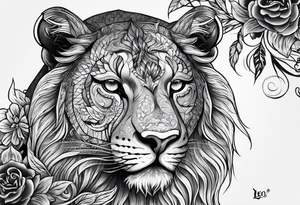 Leo sign with yen and yang tattoo idea