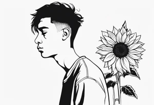 sad boy with sunflower tattoo idea
