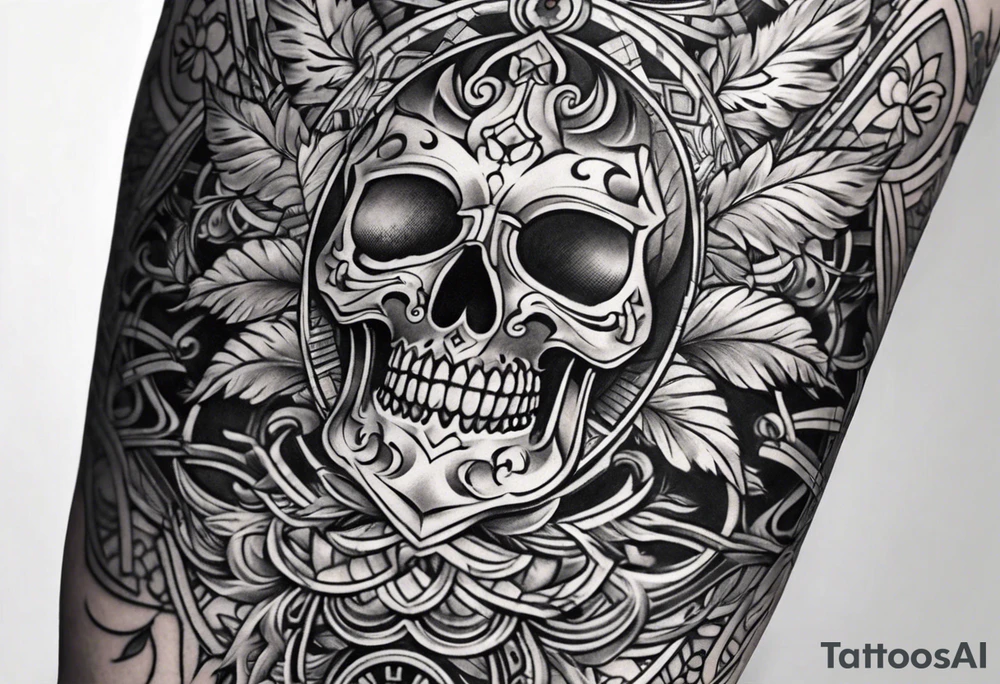 money arm sleeve tattoo idea