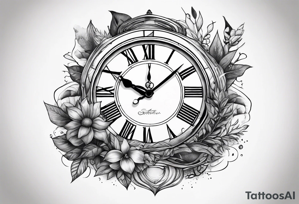 nature element clock memorial tattoo simple design tattoo idea nature element clock memorial tattoo simple design tattoo idea