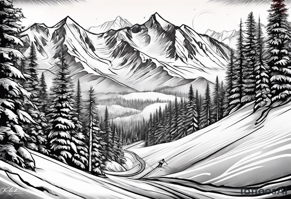 Skiing tattoo idea