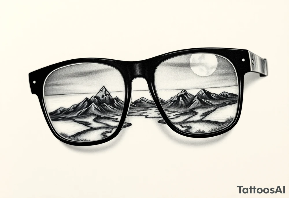 Landscape Reflecting Glasses
You can use the lenses of your glasses to depict a beautiful landscape, such as a sunset, a starry sky tattoo idea