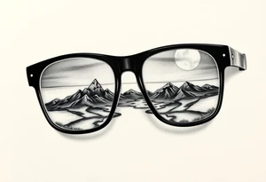 Landscape Reflecting Glasses
You can use the lenses of your glasses to depict a beautiful landscape, such as a sunset, a starry sky tattoo idea