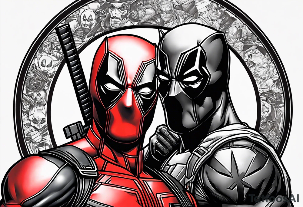 Deadpool and punisher Ying yang tattoo idea