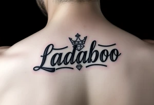 the name ladaboo with a crown and a diamond tattoo idea
