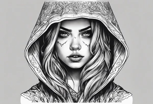 Horror hooded girl tattoo idea