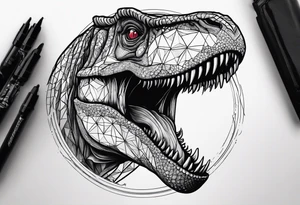 REALIST T REX WITH A VULCANNO IN THE BACK tattoo idea