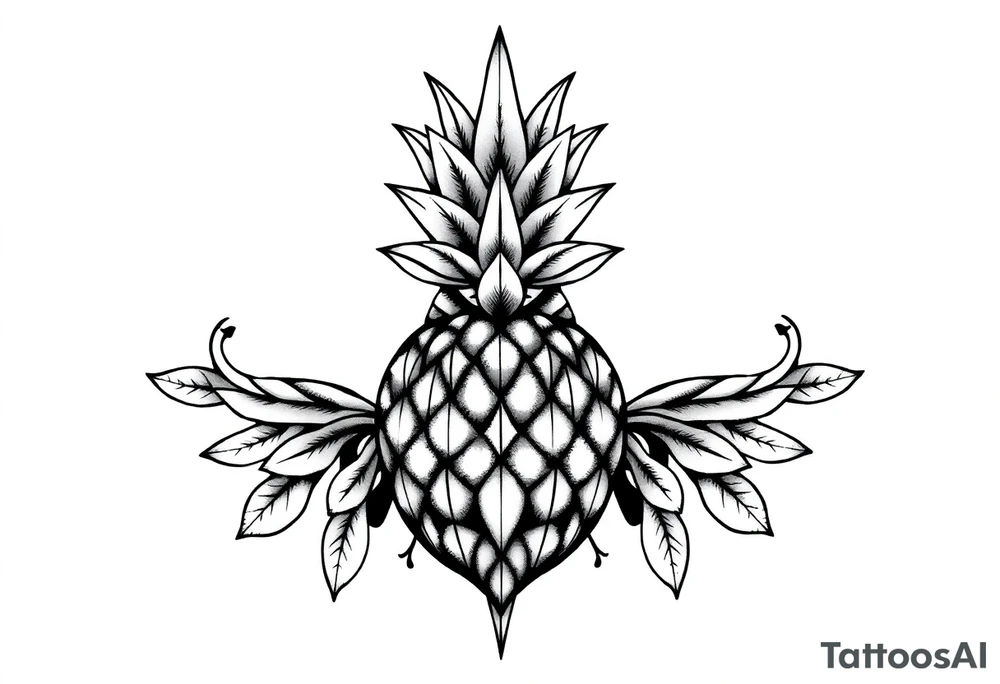 Majestic ,crown pineapple top vagina and anus tattoo idea