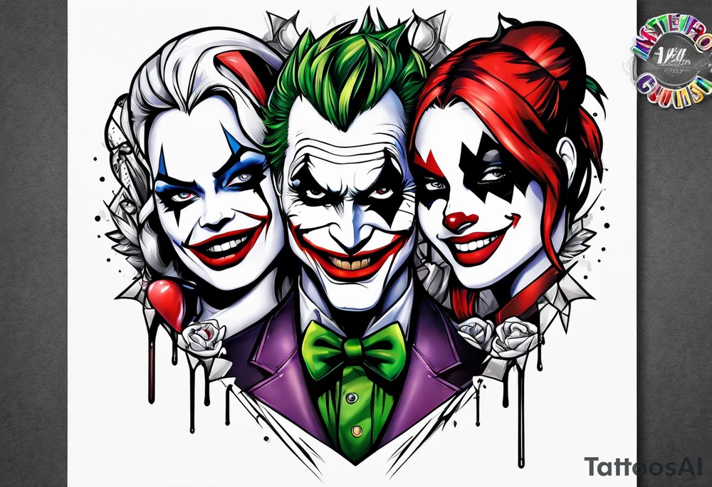 joker and harley quinn comics tattoo idea