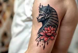 egyptian animal and lotus (make red and black) tattoo idea