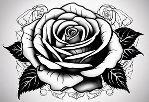 Black rose with strings tattoo idea