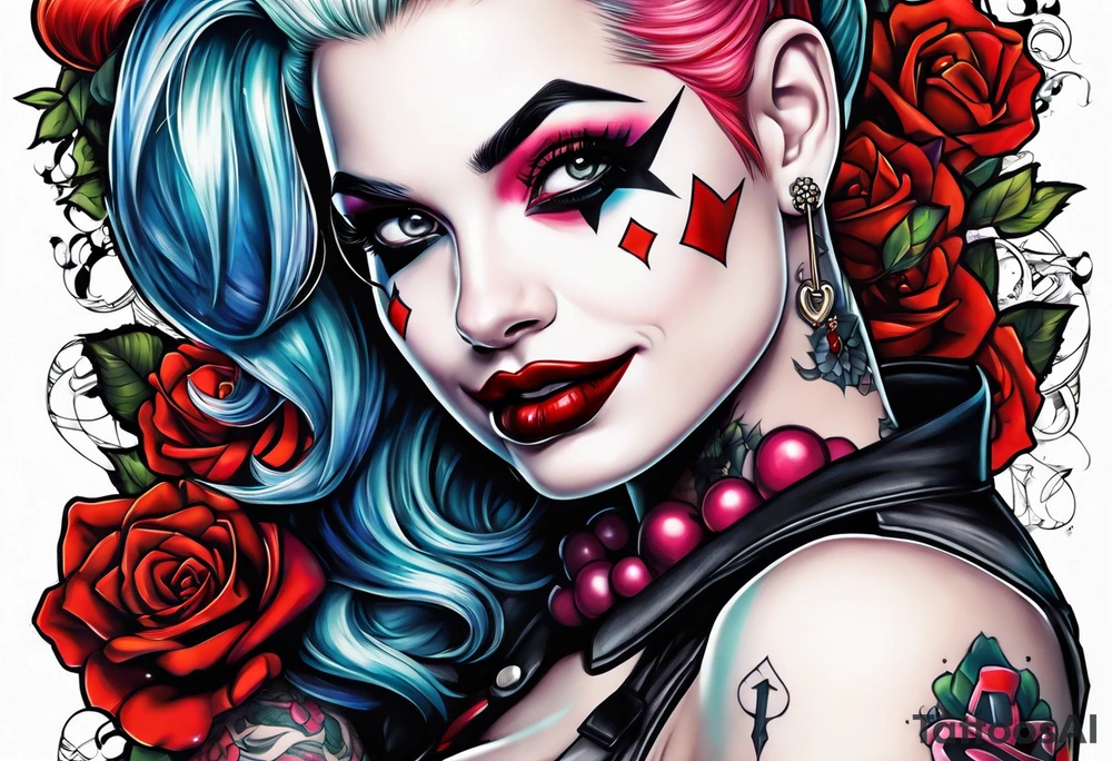 Pinup Harley Quinn tattoo idea