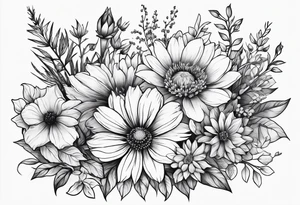 Wildflowers, smaller, vertical tattoo idea