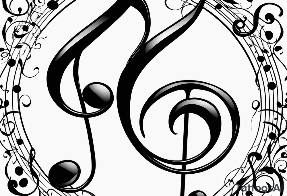 Simple, musical notes, in the shape of l and r tattoo idea