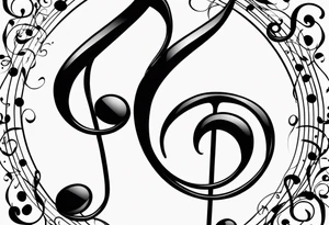 Simple, musical notes, in the shape of l and r tattoo idea