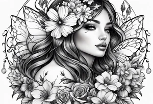 Full Fairy with flowers tattoo idea