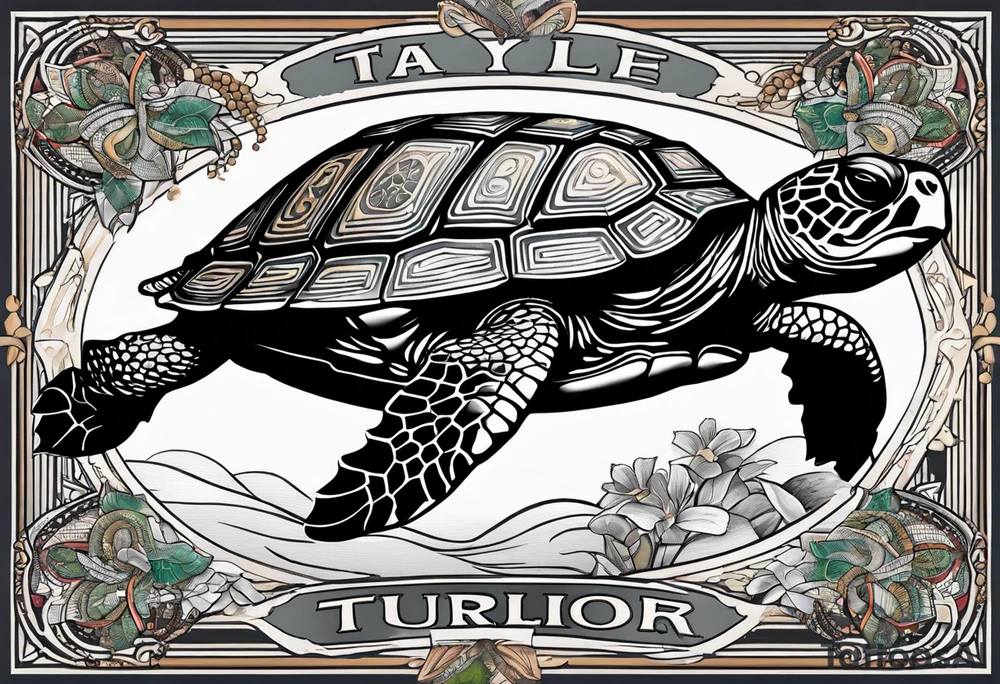 Turtle with the name Taylor in it tattoo idea
