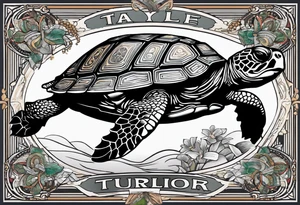 Turtle with the name Taylor in it tattoo idea