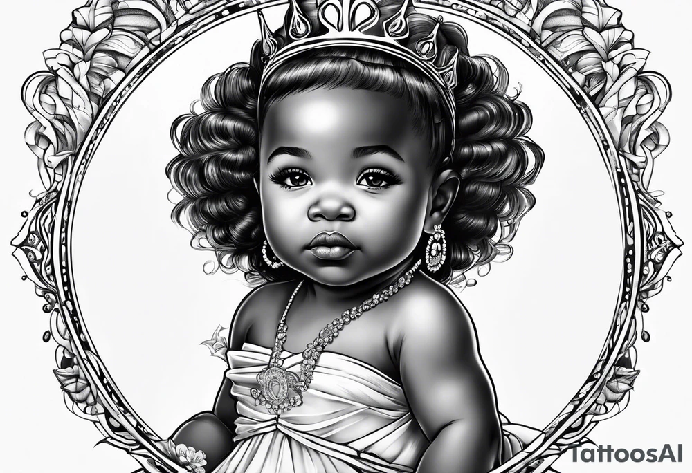 African American baby girl princess tattoo idea