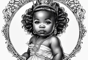 African American baby girl princess tattoo idea